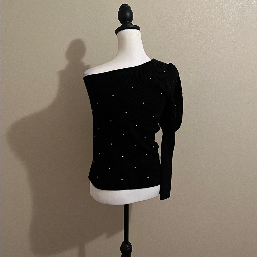 Design History Black Knit with Diamond look Accents - Picture 3 of 6